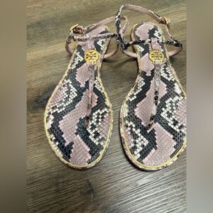 Tory Burch Tan Leather Logo-Stamped Sole